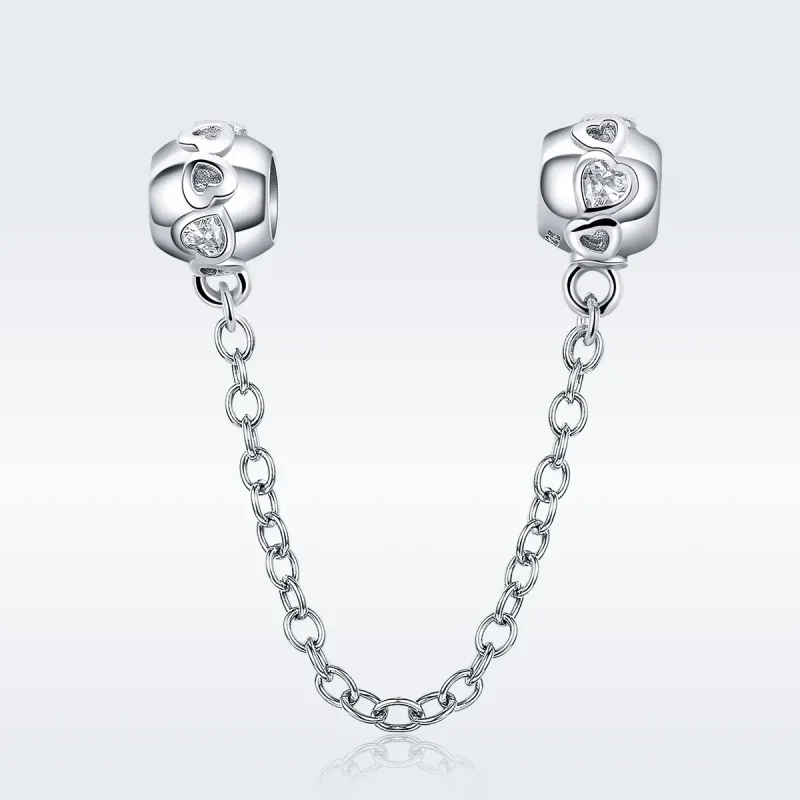 (bilde for) Pandora Style Silver Cute Hearts sikkerhetskjede - SCC736 - Vis 3