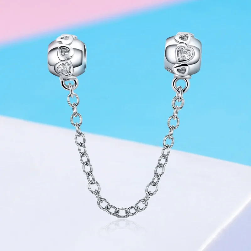 (bilde for) Pandora Style Silver Cute Hearts sikkerhetskjede - SCC736 - Vis 4