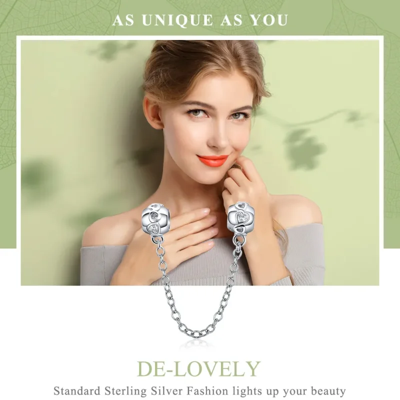 (bilde for) Pandora Style Silver Cute Hearts sikkerhetskjede - SCC736 - Vis 6