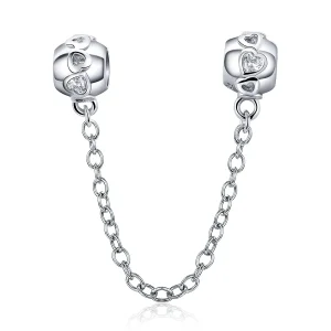 (bilde for) Pandora Style Silver Cute Hearts sikkerhetskjede - SCC736