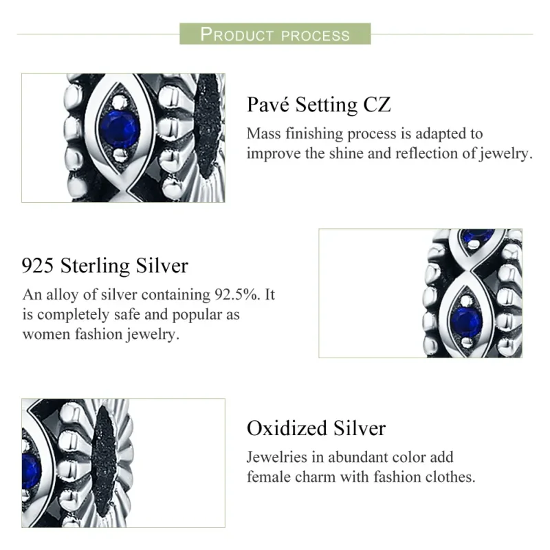 (bilde for) Pandora Style Silver Devil's Eye sikkerhetskjede - SCC617 - Vis 6