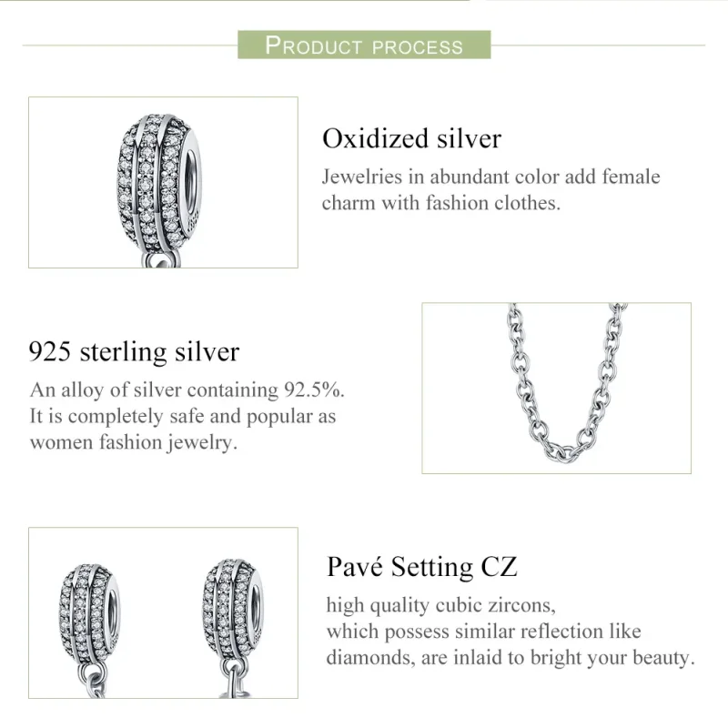 (bilde for) Pandora Style Silver Pave sikkerhetskjede - SCC812 - Vis 7