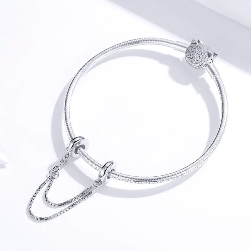 (bilde for) Pandora Style Silver Simple Chain Safety Chain - SCC1419 - Vis 3