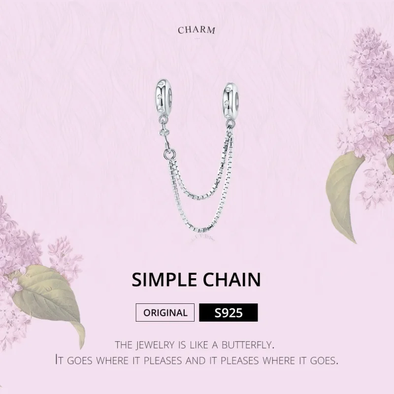 (bilde for) Pandora Style Silver Simple Chain Safety Chain - SCC1419 - Vis 6