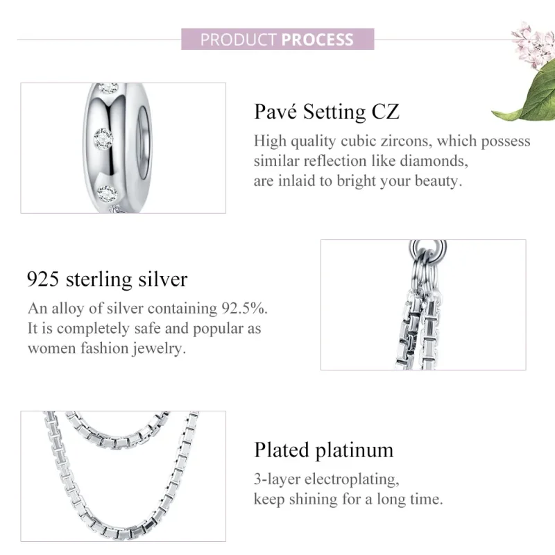 (bilde for) Pandora Style Silver Simple Chain Safety Chain - SCC1419 - Vis 8