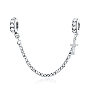 (bilde for) Pandora Style Silver Simple Cross Safety Chain - BSC362