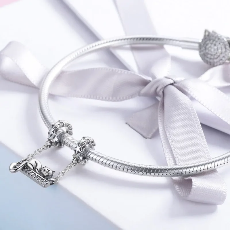 (bilde for) Pandora Style Silver Sleeping Cat sikkerhetskjede - SCC856 - Vis 4