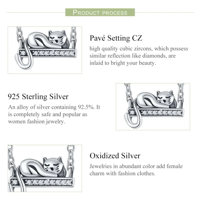 (bilde for) Pandora Style Silver Sleeping Cat sikkerhetskjede - SCC856 - Vis 7