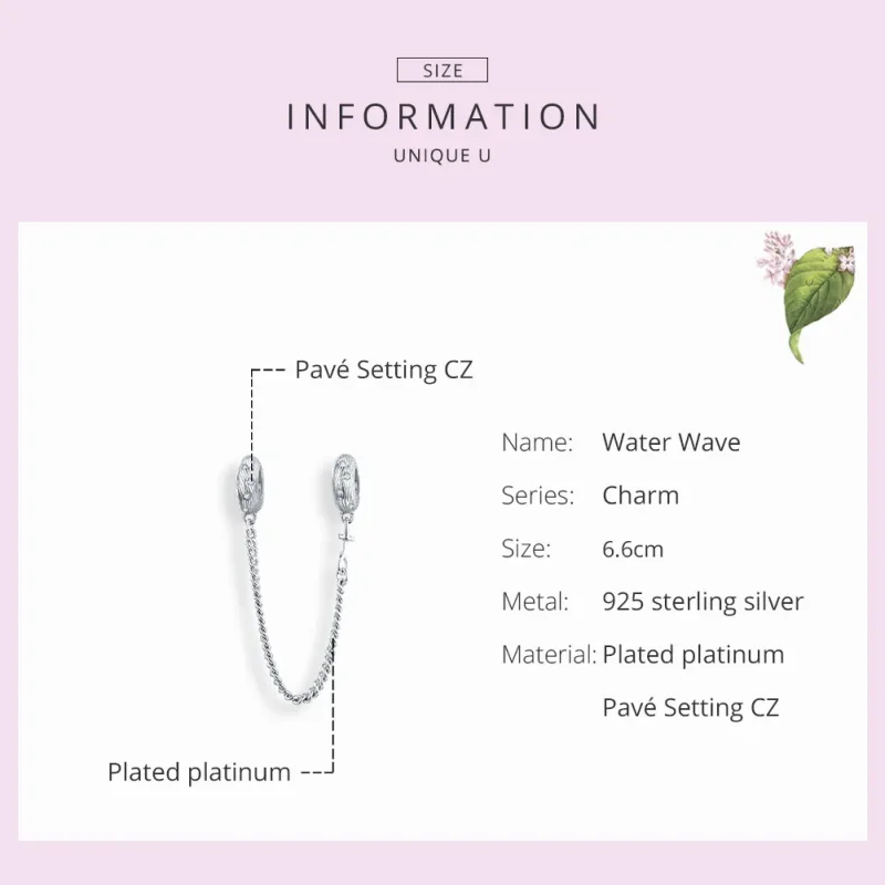 (bilde for) Pandora Style Silver Water Wave sikkerhetskjede - SCC1577 - Vis 7