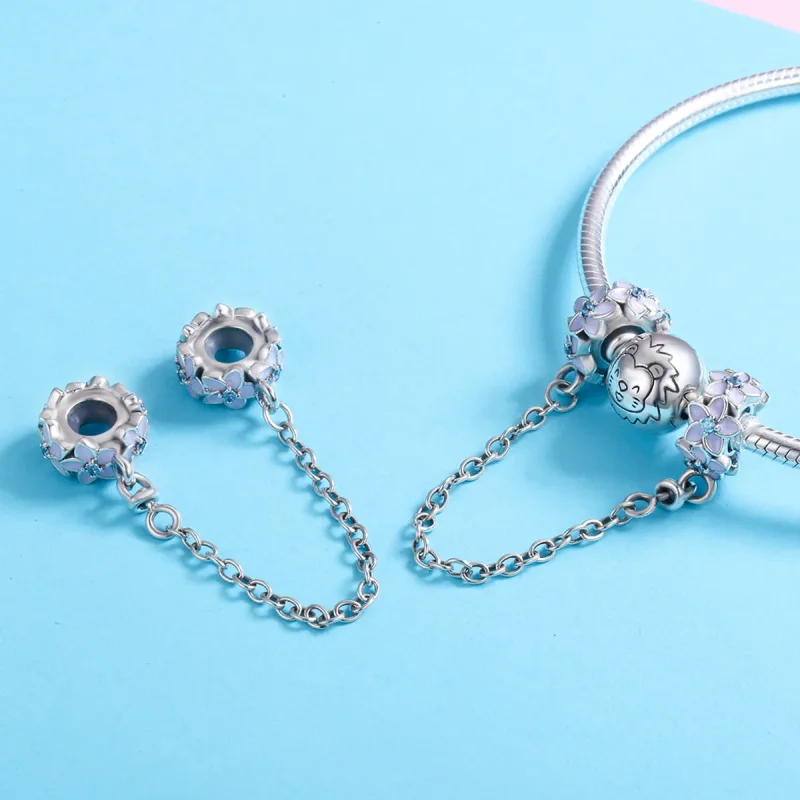 (bilde for) Pandora Style Sølv Lilla Blomster Sikkerhetskjede - SCC602 - Vis 5