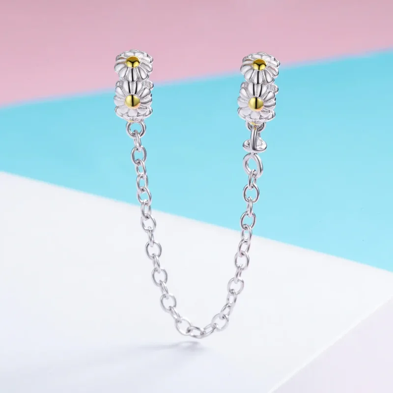 (bilde for) Pandora Style Two Tone Daisy Safety Chain - SCC618 - Vis 3