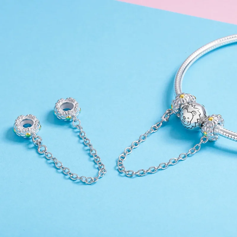 (bilde for) Pandora Style Two Tone Daisy Safety Chain - SCC618 - Vis 4