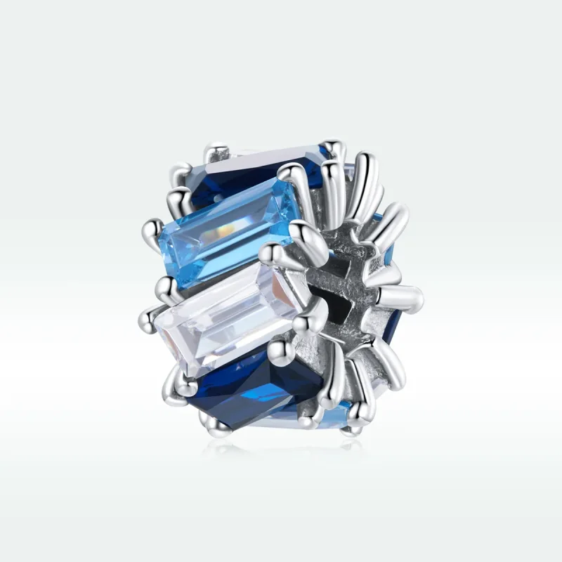 (bilde for) Pandora Style Silver Blue Square Spacer Charm - SCC1806 - Vis 5