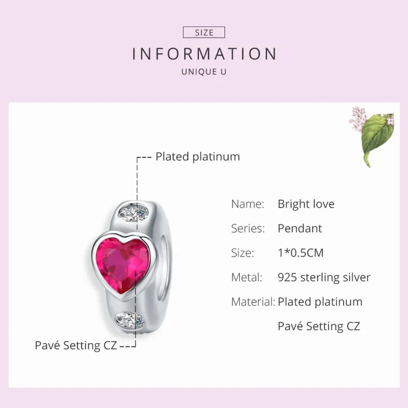(bilde for) Pandora Style Silver Bright Love Spacer Charm - BSC123 - Vis 6