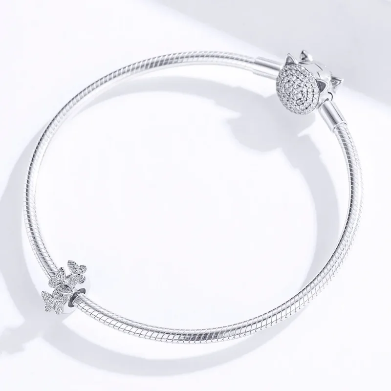 (bilde for) Pandora Style Silver Butterfly Spacer Charm - BSC120 - Vis 3