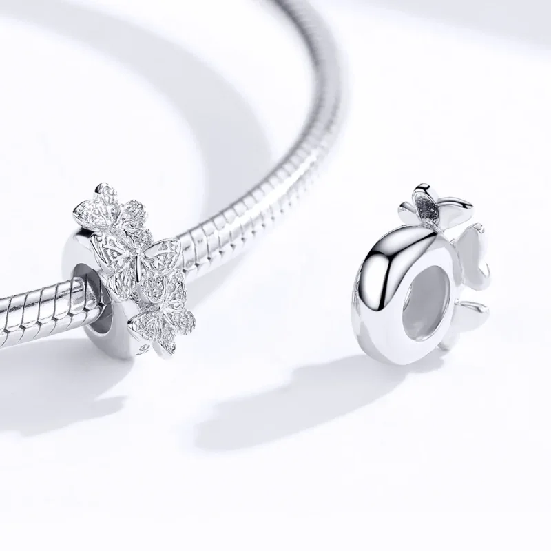 (bilde for) Pandora Style Silver Butterfly Spacer Charm - BSC120 - Vis 4