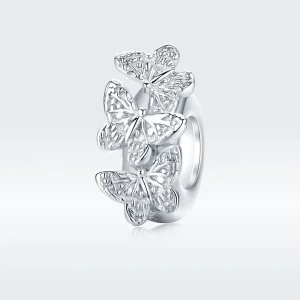 (bilde for) Pandora Style Silver Butterfly Spacer Charm - BSC120