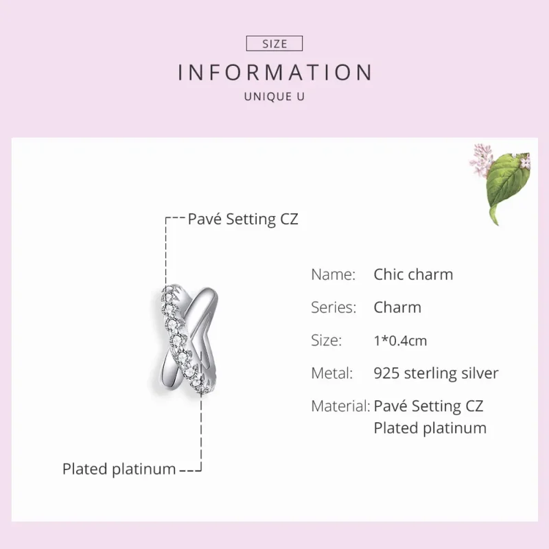 (bilde for) Pandora Style Silver Chic Spacer Charm - BSC214 - Vis 6