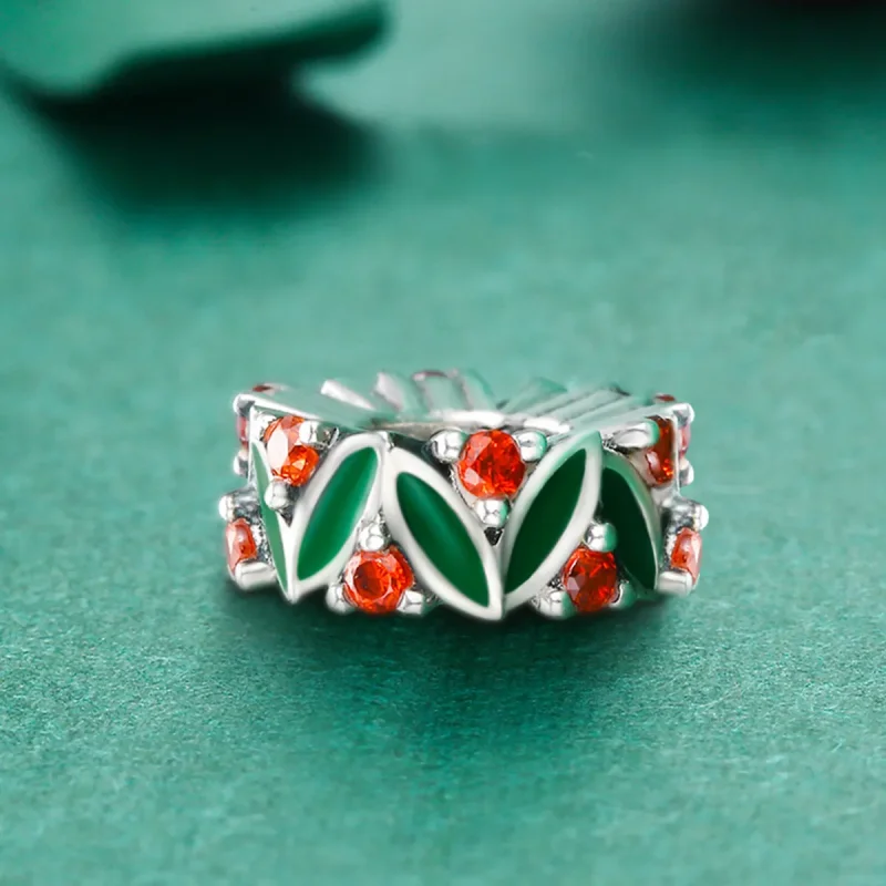 (bilde for) Pandora Style Silver Christmas Tree Leaves Spacer Charm - SCC317 - Vis 5