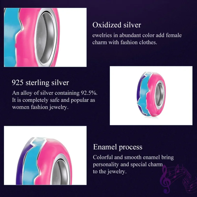 (bilde for) Pandora Style Silver Cyberpunk - Dazzling Beads Spacer Charm - SCC1843 - Vis 7