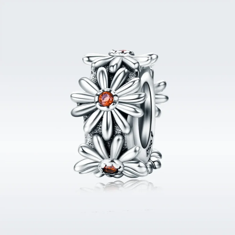 (bilde for) Pandora Style Silver Daisy Wreath Spacer Charm - SCC598 - Vis 2
