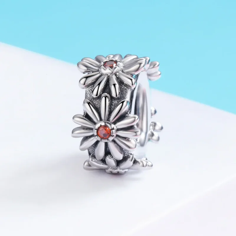 (bilde for) Pandora Style Silver Daisy Wreath Spacer Charm - SCC598 - Vis 3