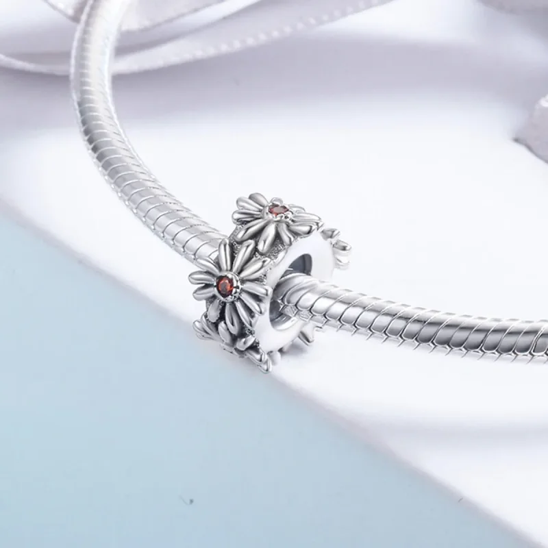 (bilde for) Pandora Style Silver Daisy Wreath Spacer Charm - SCC598 - Vis 4