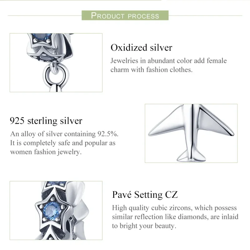 (bilde for) Pandora Style Silver Dream of Traveling Spacer Charm - SCC882 - Vis 7