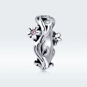 (bilde for) Pandora Style Silver Flower Spacer Charm - SCC1448