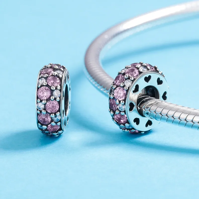 (bilde for) Pandora Style Silver Heart Spacer Charm - SCC635 - Vis 4
