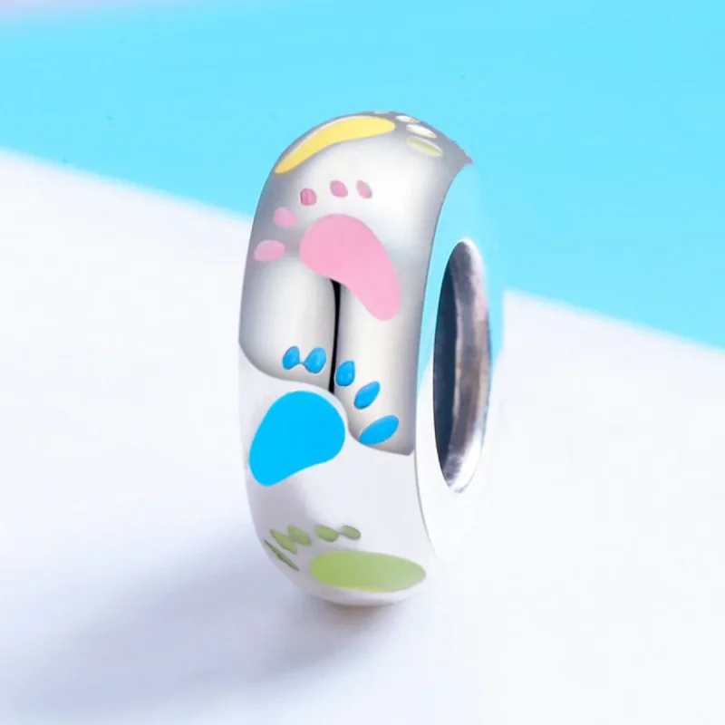 (bilde for) Pandora Style Silver Little Feet Spacer Charm - SCC752 - Vis 2