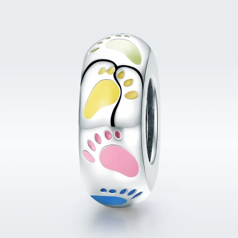 (bilde for) Pandora Style Silver Little Feet Spacer Charm - SCC752 - Vis 3