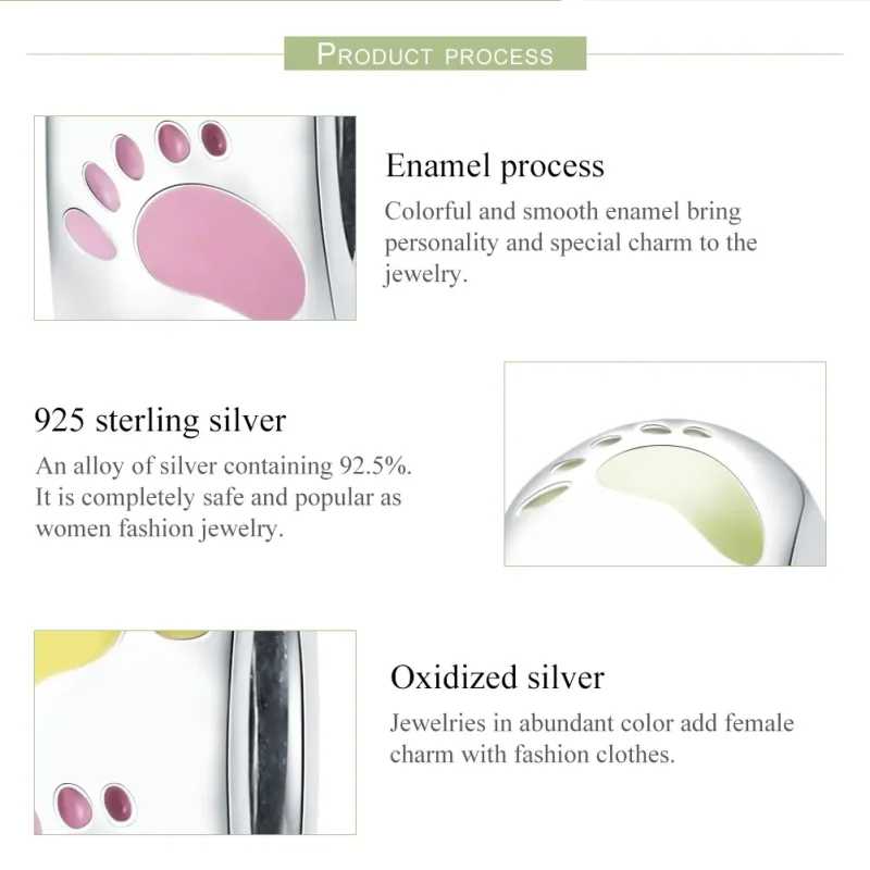 (bilde for) Pandora Style Silver Little Feet Spacer Charm - SCC752 - Vis 7