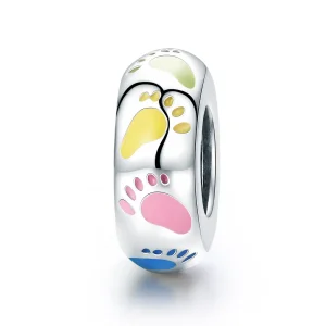 (bilde for) Pandora Style Silver Little Feet Spacer Charm - SCC752