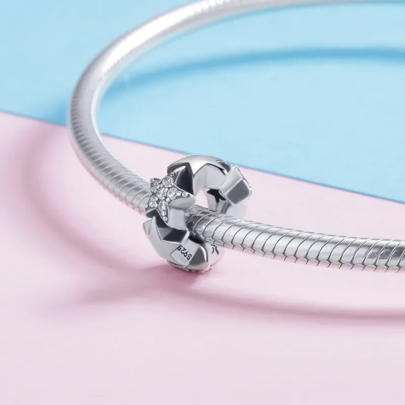 (bilde for) Pandora Style Silver Little Stars Spacer Charm - SCC929 - Vis 4