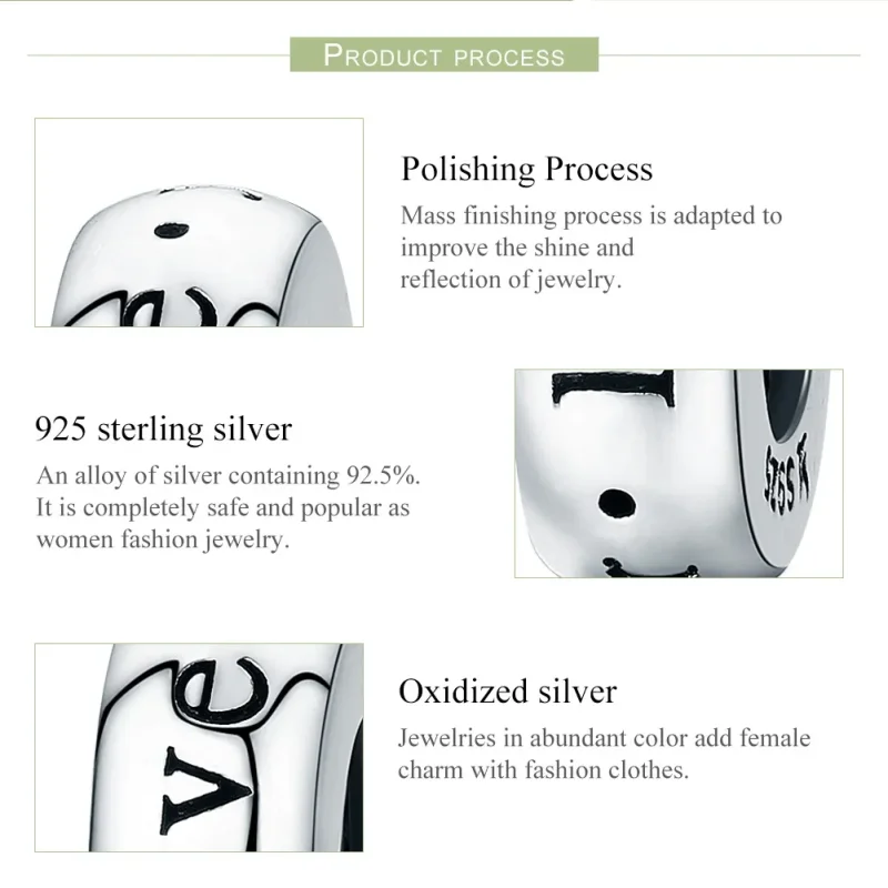 (bilde for) Pandora Style Silver Love You Forever Spacer Charm - SCC595 - Vis 7