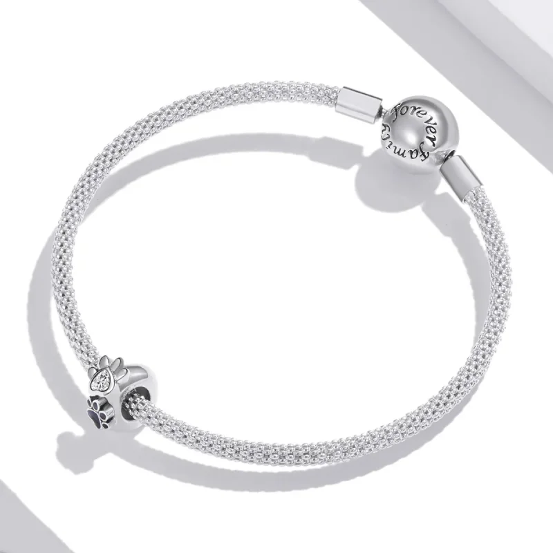 (bilde for) Pandora Style Silver Lovely Paw Print Spacer Charm - SCC1846 - Vis 3