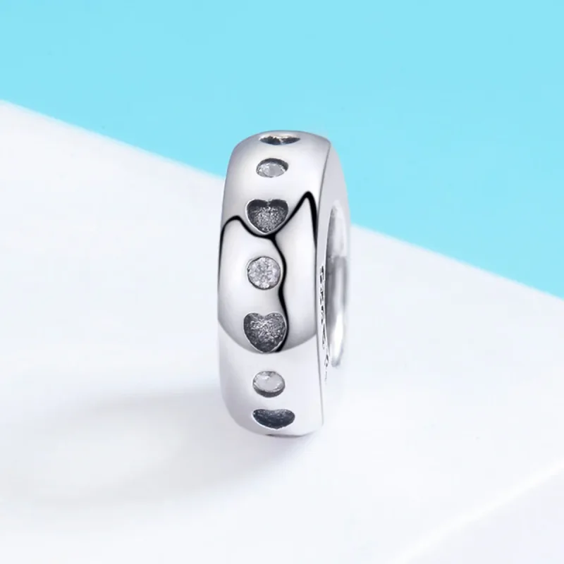(bilde for) Pandora Style Silver Lucky Hearts and Points Spacer Charm - SCC593 - Vis 3