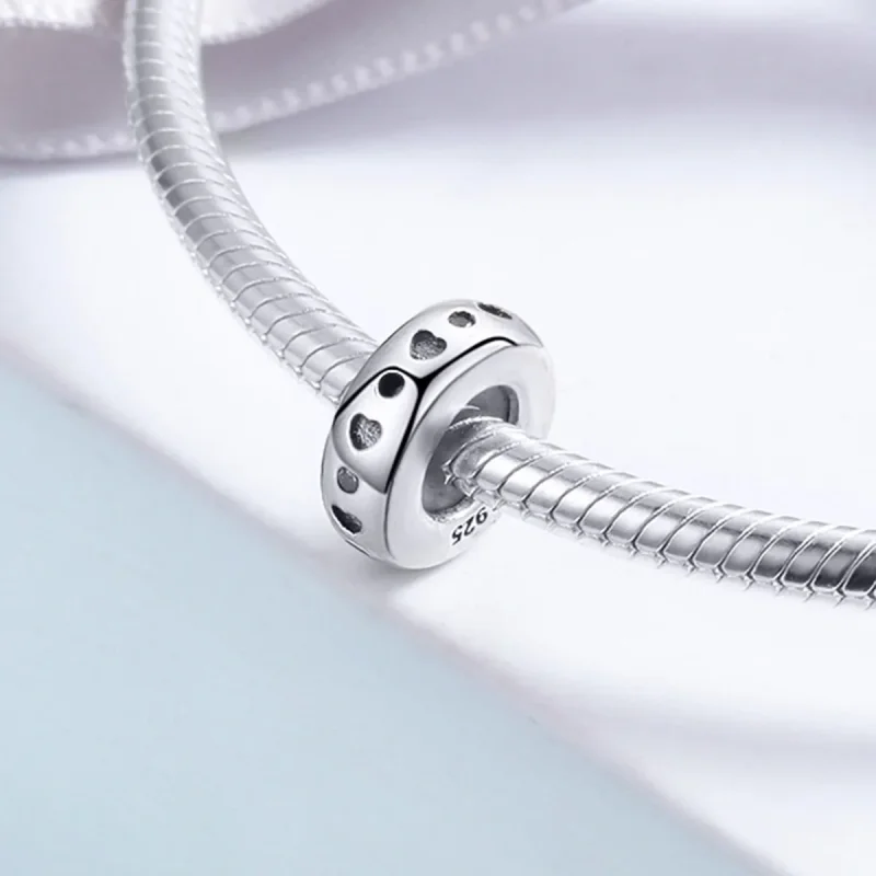 (bilde for) Pandora Style Silver Lucky Hearts and Points Spacer Charm - SCC593 - Vis 4
