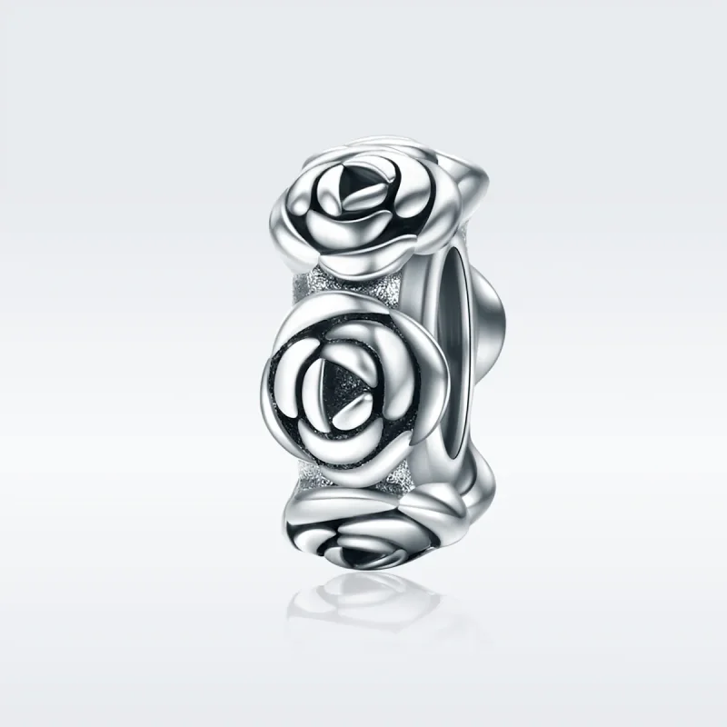 (bilde for) Pandora Style Silver Rose Wreath Spacer Charm - SCC596 - Vis 2