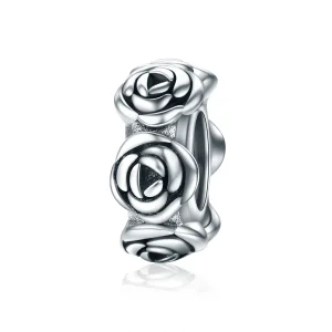 (bilde for) Pandora Style Silver Rose Wreath Spacer Charm - SCC596