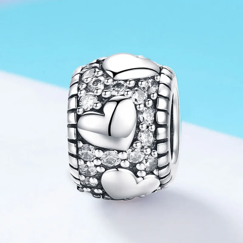 (bilde for) Pandora Style Silver Shine In My Heart Spacer Charm - SCC798 - Vis 2