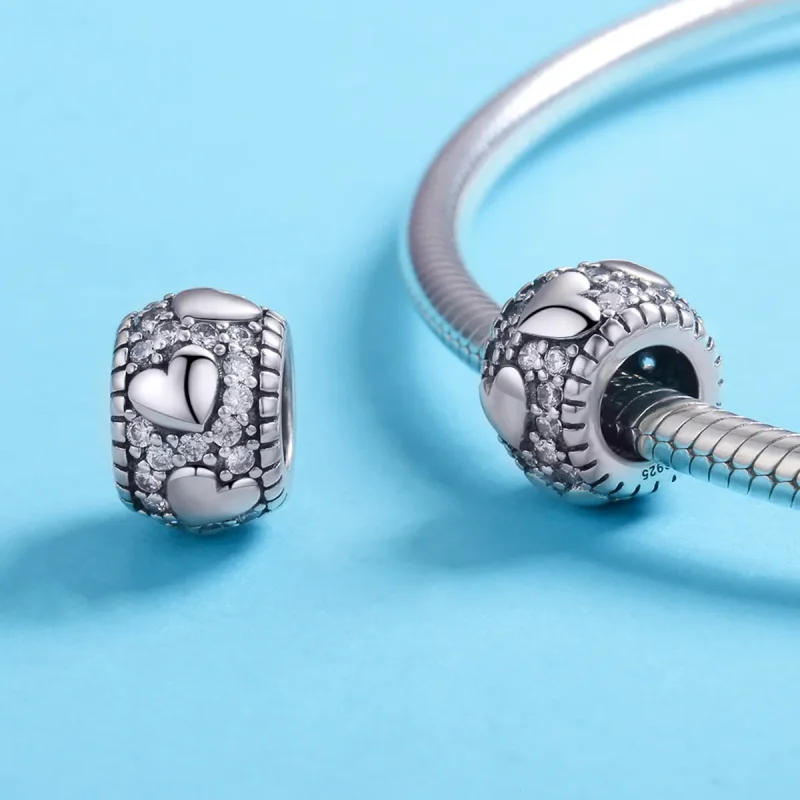 (bilde for) Pandora Style Silver Shine In My Heart Spacer Charm - SCC798 - Vis 3