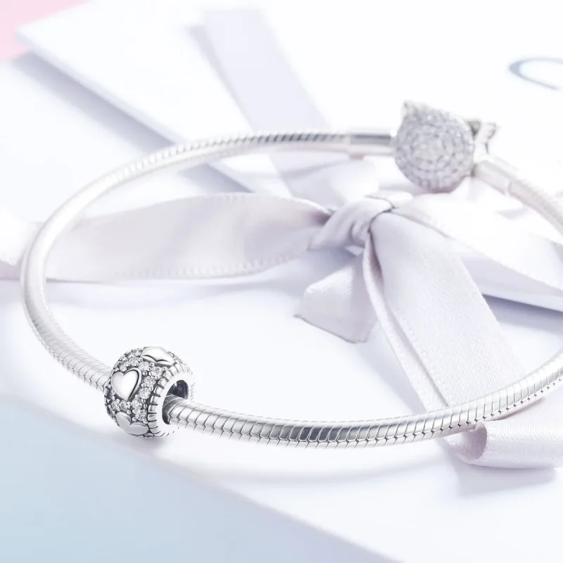 (bilde for) Pandora Style Silver Shine In My Heart Spacer Charm - SCC798 - Vis 4