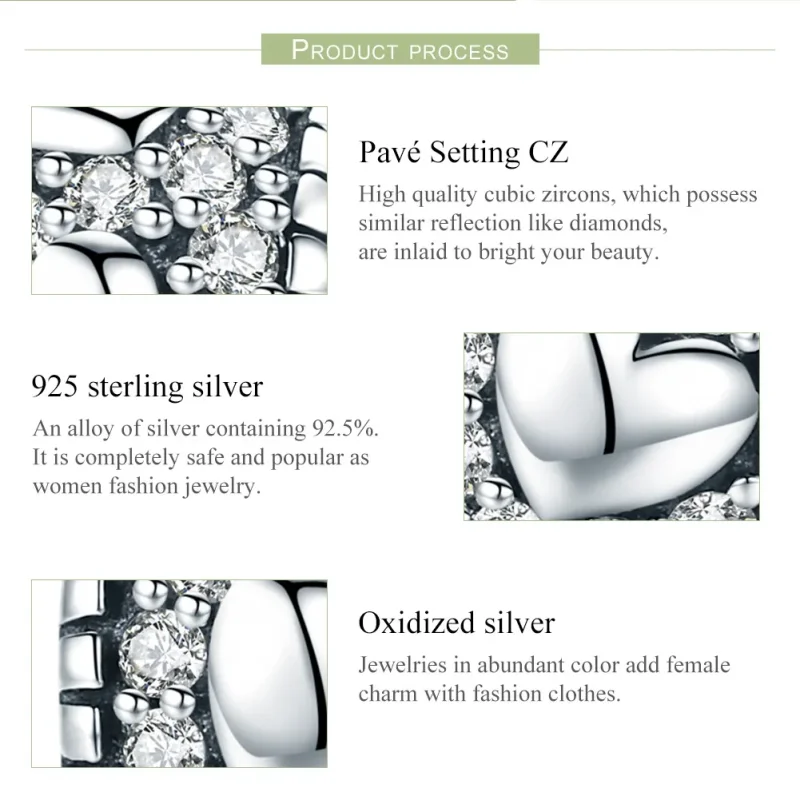 (bilde for) Pandora Style Silver Shine In My Heart Spacer Charm - SCC798 - Vis 7