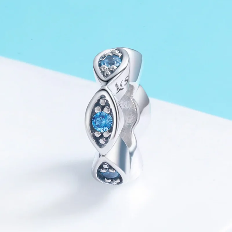 (bilde for) Pandora Style Silver Shining Eyes Spacer Charm - SCC513 - Vis 3