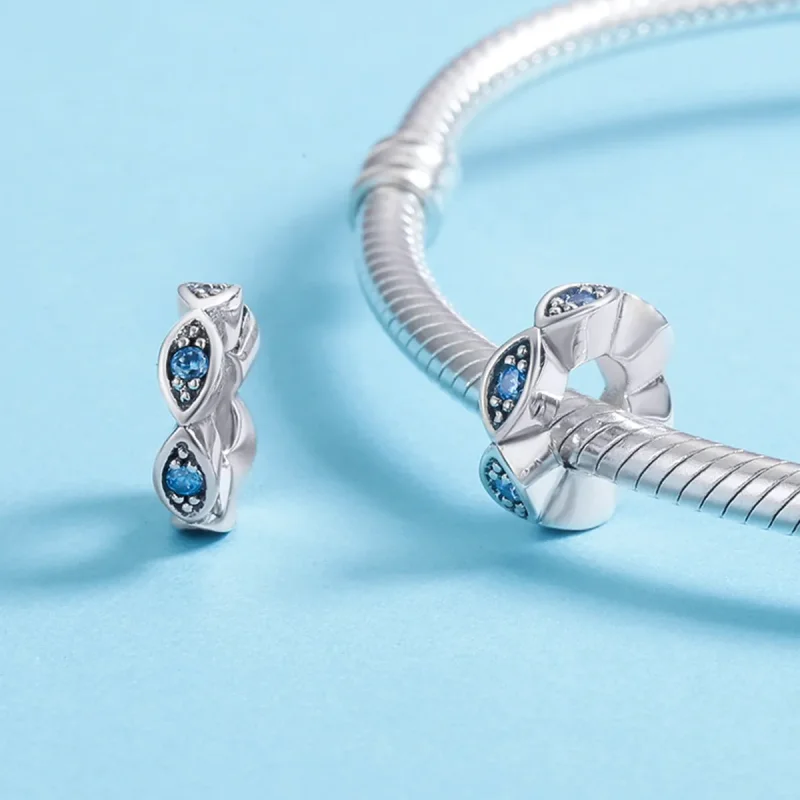 (bilde for) Pandora Style Silver Shining Eyes Spacer Charm - SCC513 - Vis 5