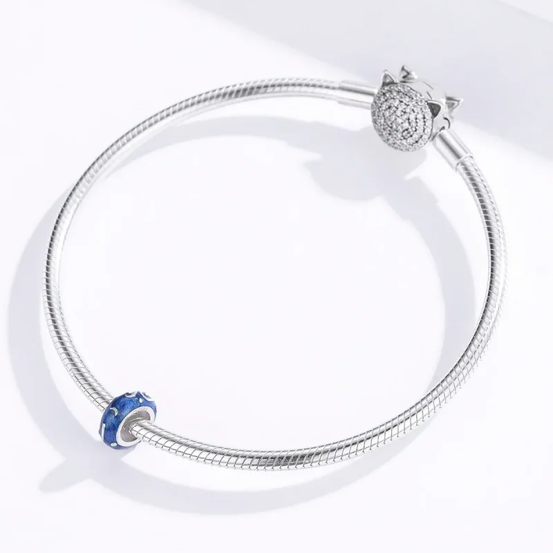 (bilde for) Pandora Style Silver Star Glow Spacer Charm - SCC1388 - Vis 3