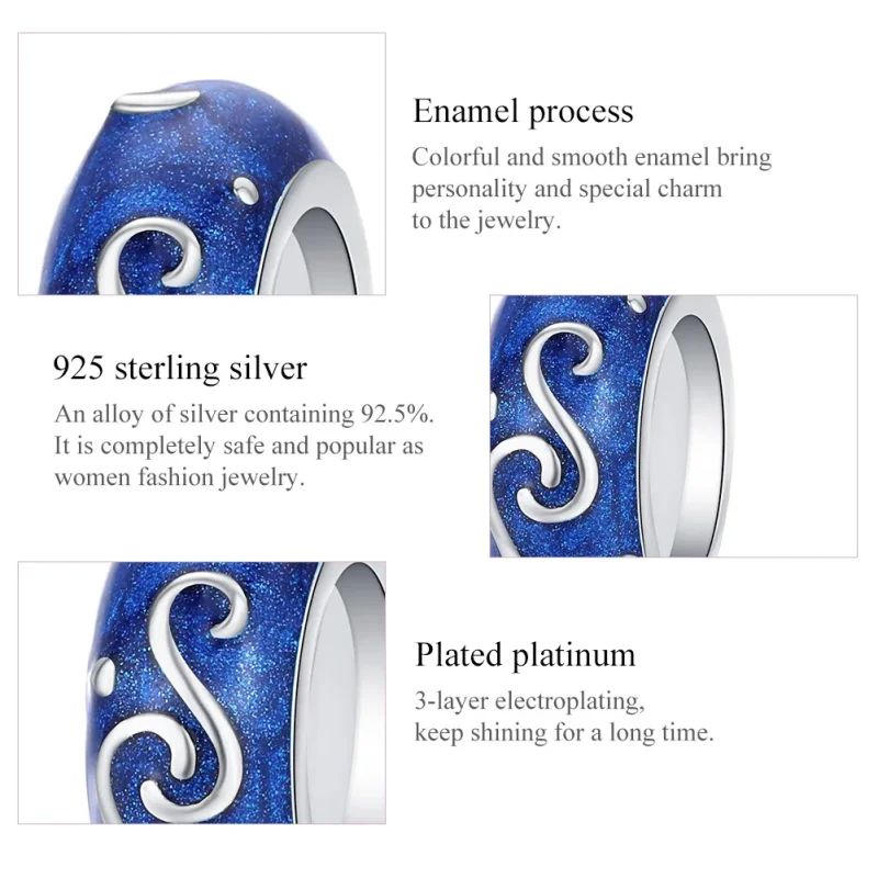 (bilde for) Pandora Style Silver Star Glow Spacer Charm - SCC1388 - Vis 5