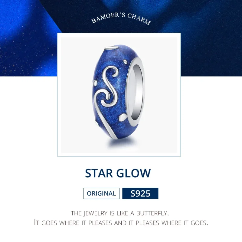 (bilde for) Pandora Style Silver Star Glow Spacer Charm - SCC1388 - Vis 7